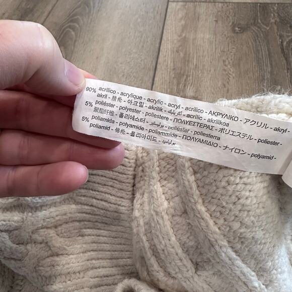 Zara Girls Ecru Cable Knit Sweater - Size 9 - Cream - Picture 7 of 7